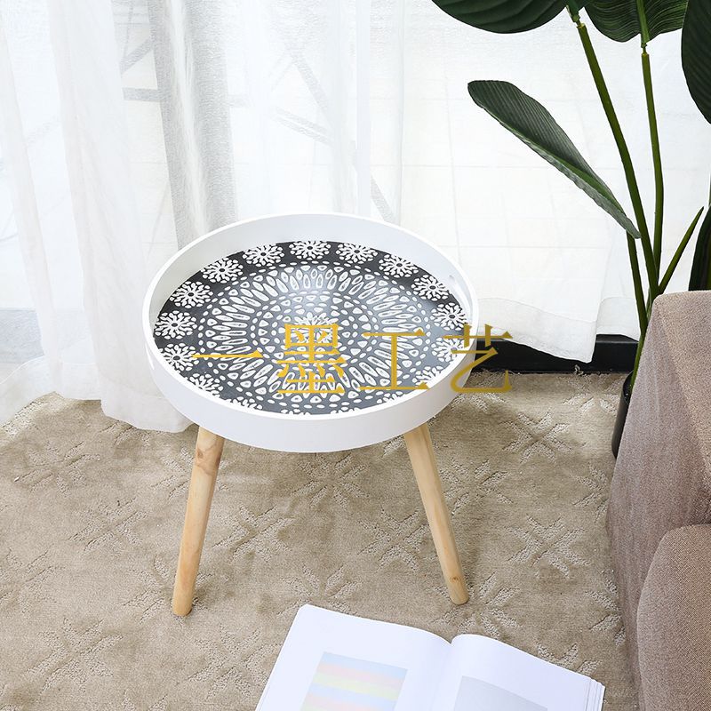 Easy to disassemble and assemble printed face tea table set, balcony table, casual round table, creative and popular milk tea shop small tea table pic 4