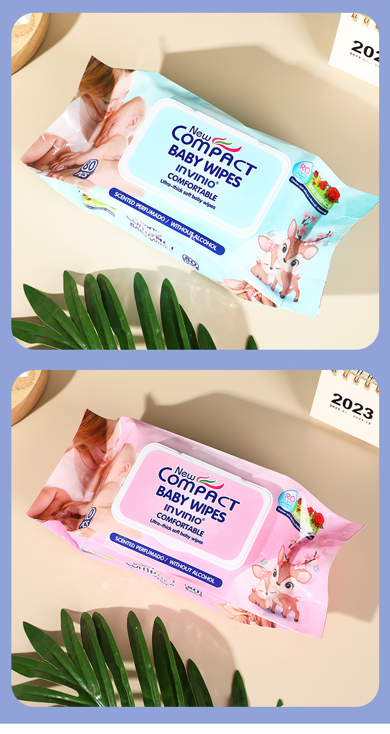 新品无纺布翻盖式宝宝湿巾80片袋装旅行便携婴儿擦屁屁亲肤湿纸巾详情11