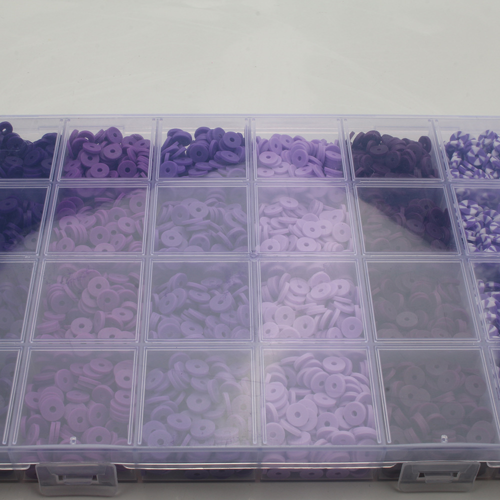 软陶片串珠渐变单色6mm 饰品DIY手链项链饰品配件24格软陶片盒装详情8