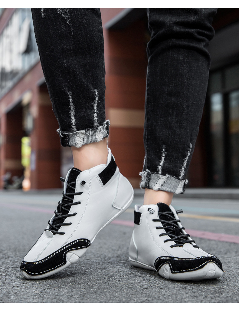 跨境独立站爆款女士马丁靴时尚拼色情侣鞋男女大码高帮休闲鞋短靴详情17