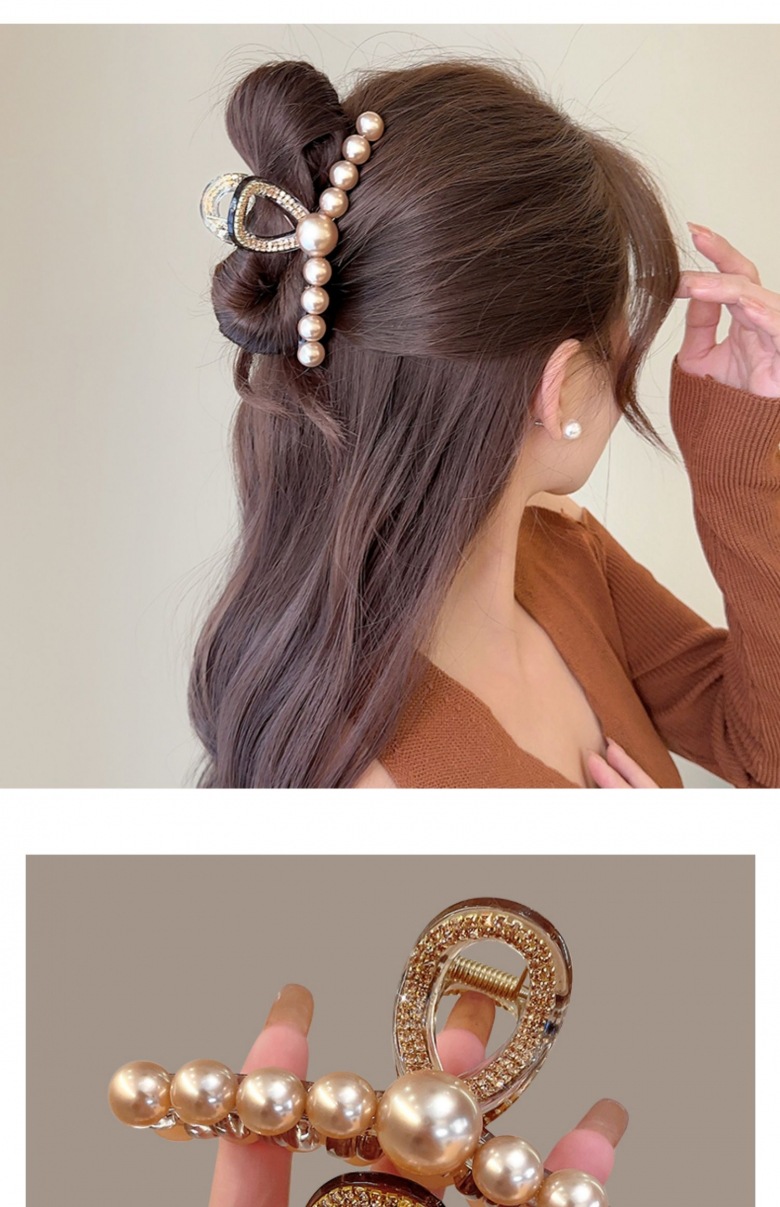 Acrílico perla strass grip mujer 2024 nuevo premium sense pan de pelo clip tiburón clip de pelo grande pin de pelo tiara pic 9