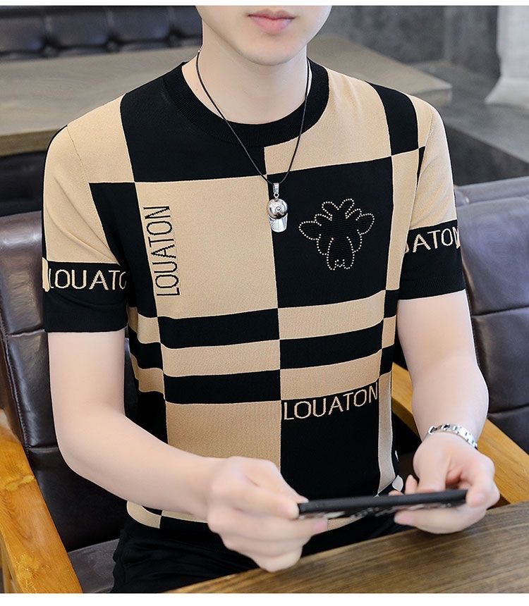 源头厂家2024夏季冰感透气时尚短袖T恤男新款青少年休闲百搭T恤男详情7