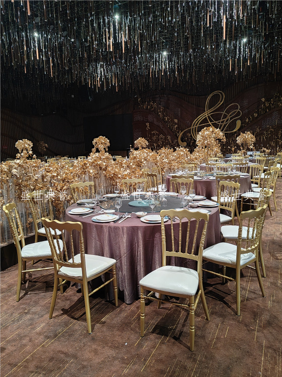 Hangzhou Banquet Center dining tables and chairs Hotel theme wedding bamboo joint chairs, European-style wedding castle chairs, wedding banquet folding chairs pic 2