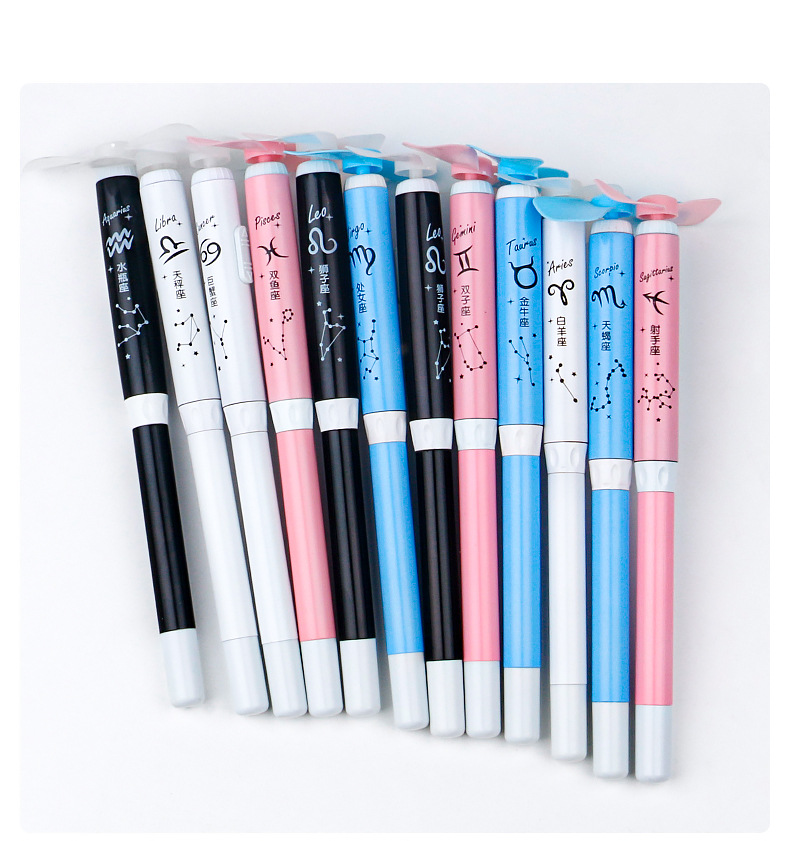 Creative shaped electric small fan constellation gel pen, black 0.5mm signature pen, student exam office pen pic 4