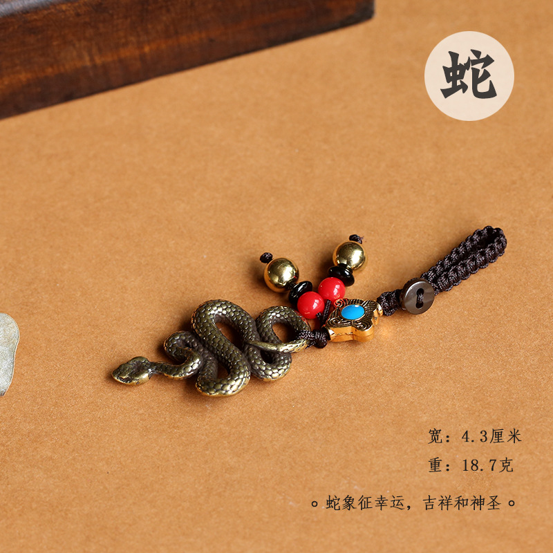 Handcrafted brass three-dimensional 12 Chinese zodiac keychains, solid copper 12 zodiac pendants for the zodiac year, car hangers, street stalls pic 14