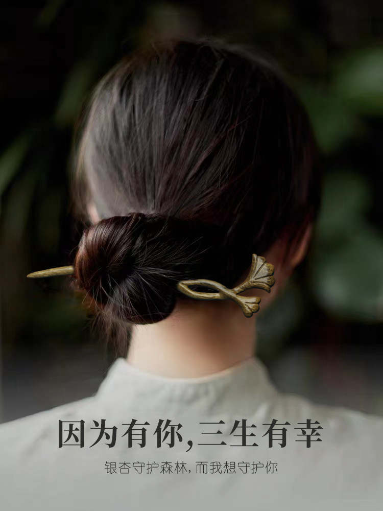 檀木簪子新中式清冷马面裙国风汉服配饰发饰发簪38送妈妈一件代发详情3