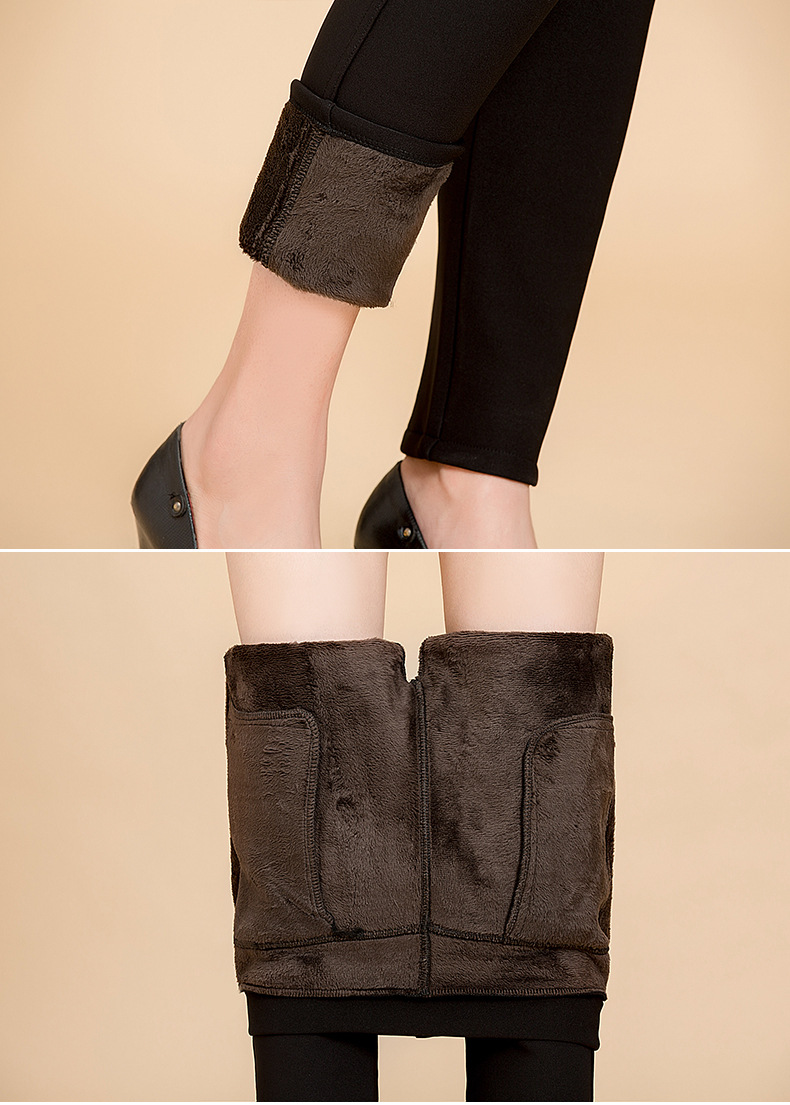 2020 New style of casual pants for middle-aged and elderly women, fleece and thickened warm long pants, large-sized mom pants for winter pic 16