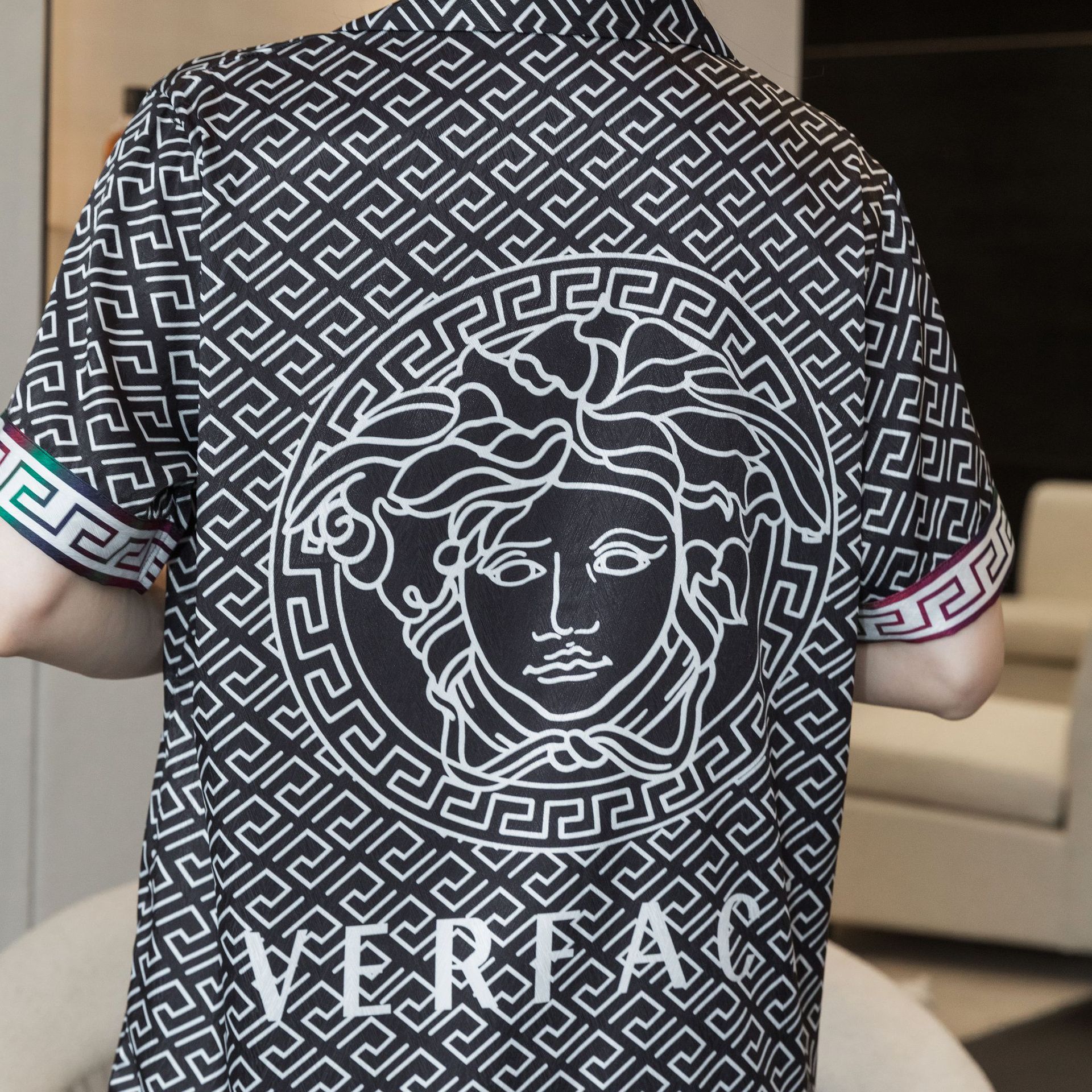 春夏新款冰丝情侣睡衣女短袖长裤套装男士高级感家居服外穿欧美风详情19