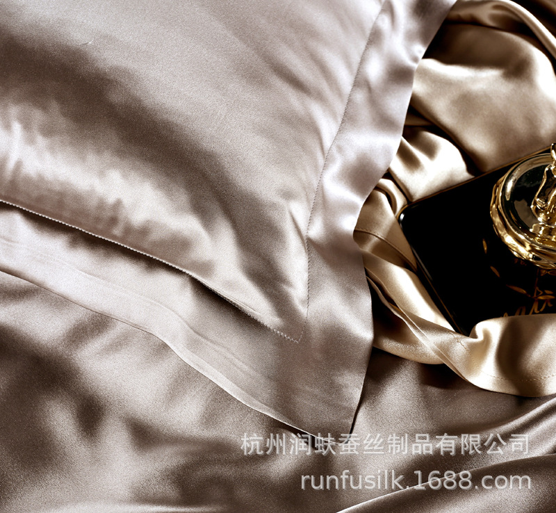 Heavyweight 25mm 100% mulberry silk bedding, wedding silk four-piece set, silk quilt cover and bed sheet pic 8