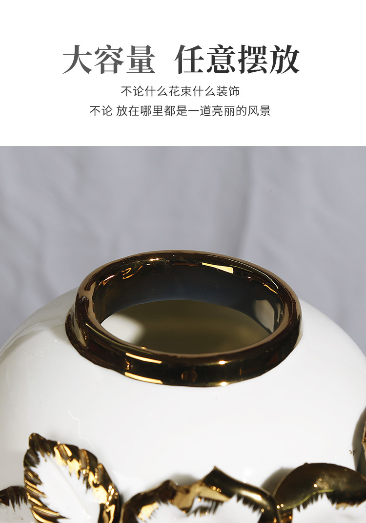New ceramic electroplated decal golden general jar, European-style flower arrangement vase, handicraft display item, decorative storage jar pic 4