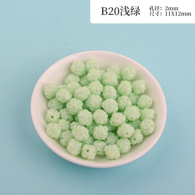 New macaron-colored camellia beads perforated solid rose loose beads diy beading material resin accessories pic 26
