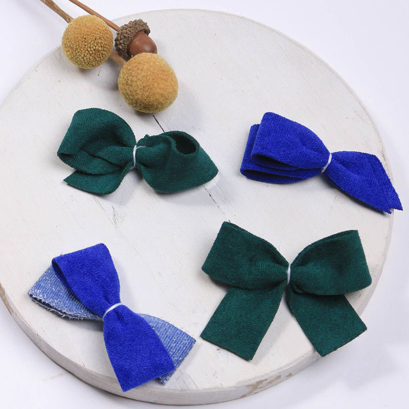 Korean solid-color flocked deerskin micro-elastic webbing DIY bow hair accessory pet chest strap clothes bow tie pic 5