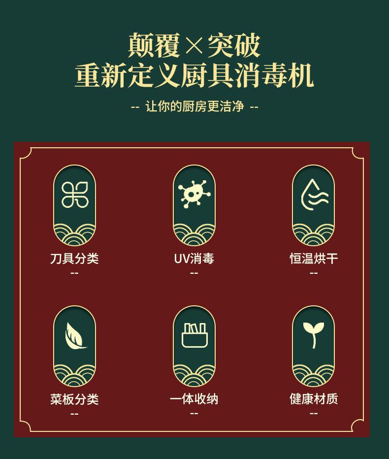 刀具消毒器家用厨房置物架菜板筷子紫外线去菌烘干消毒机详情3