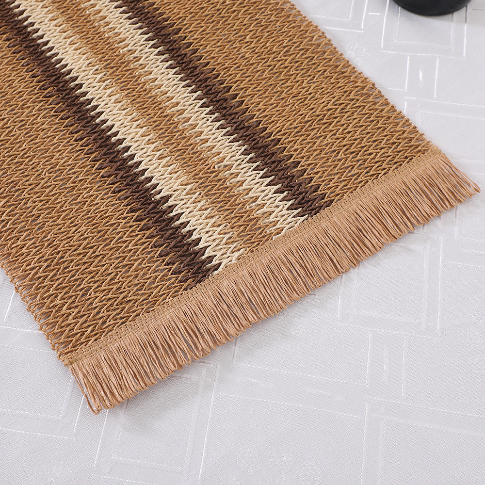 Wholesale of fashionable rectangular placemats, Nordic ins special paper woven tassel side table flags, table and chest of drawers decorative MATS pic 8