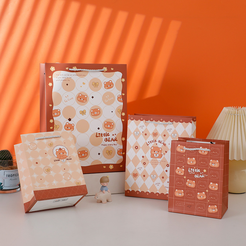 新款条纹格加厚白卡礼品袋伴手礼纸袋商场购物手提袋纸袋现货批发详情3