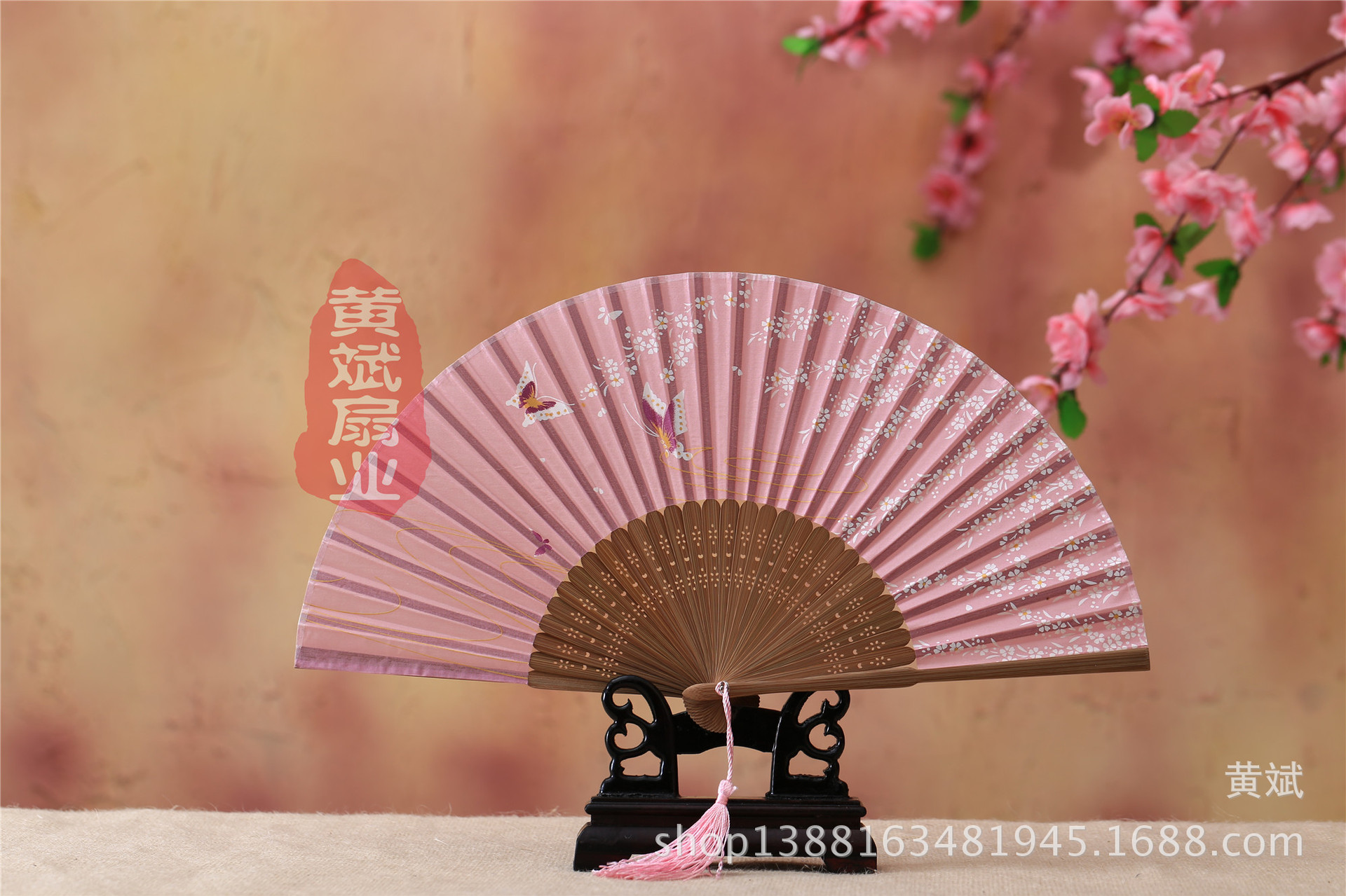 古风古典礼品真丝竹扇子日式和风扇樱花扇 折扇批发 舞蹈道具扇详情21