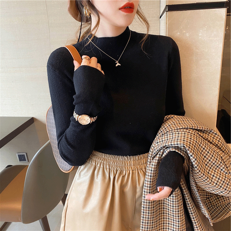 半高领打底衫秋冬新款羊毛针织衫女百搭洋气长袖内搭修身上衣服潮详情2