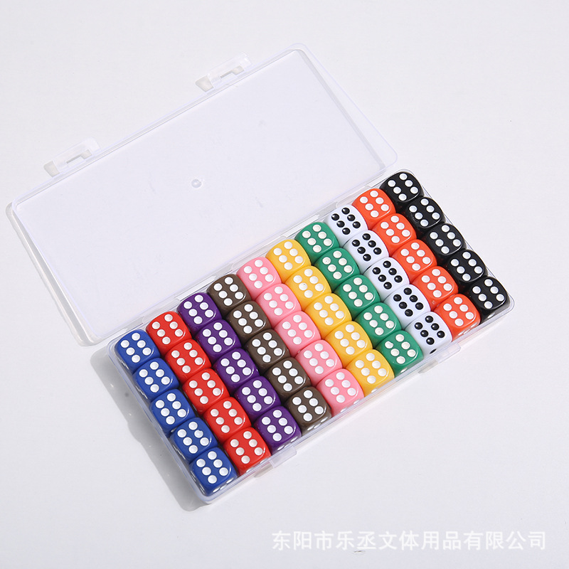 16mm透明骰子水晶实色亚克力筛子新包装盒装骰子彩色多种颜色可选详情5