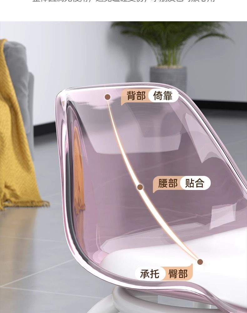 亚克力万向轮小凳子静音透明靠背成人滑轮矮凳儿童带轮移动小椅子详情12