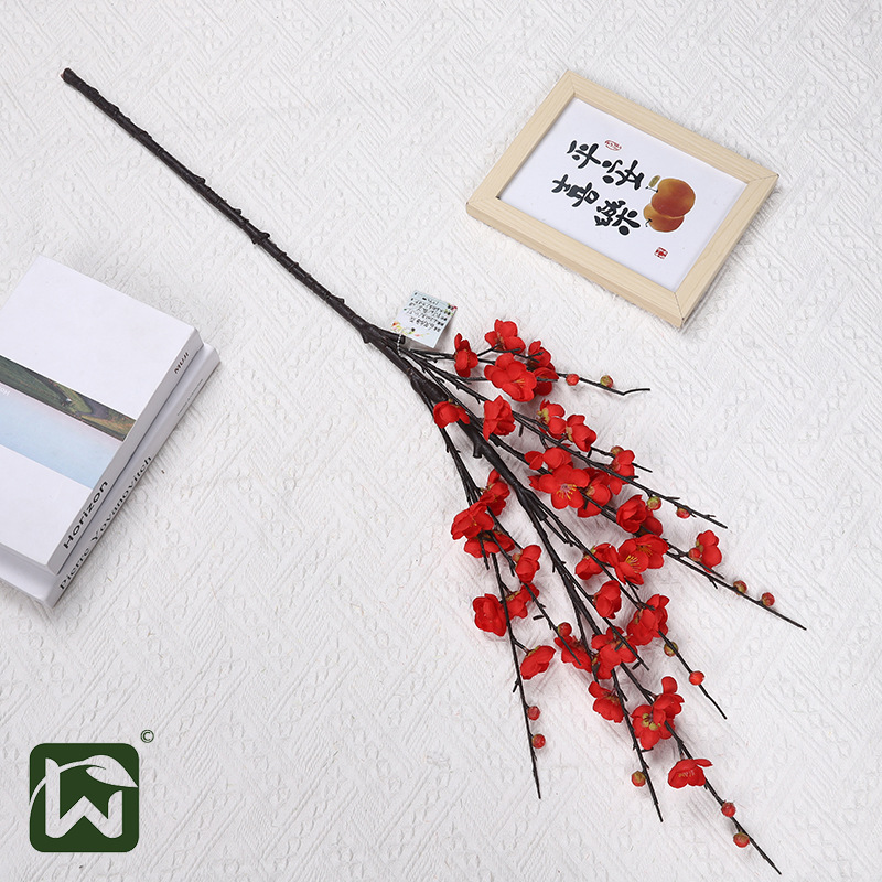 Cross-border artificial roses, plastic artificial flowers, artificial green plants, single plum blossoms, flower arrangement decorative items, sets, festival props pic 21