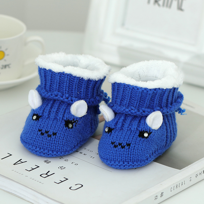 Otoño invierno 0-6 meses tejido a mano zapatos de lana de bebé cien días luna llena bebé no cae zapatos 3 más peluche zapatos de algodón engrosado pic 15