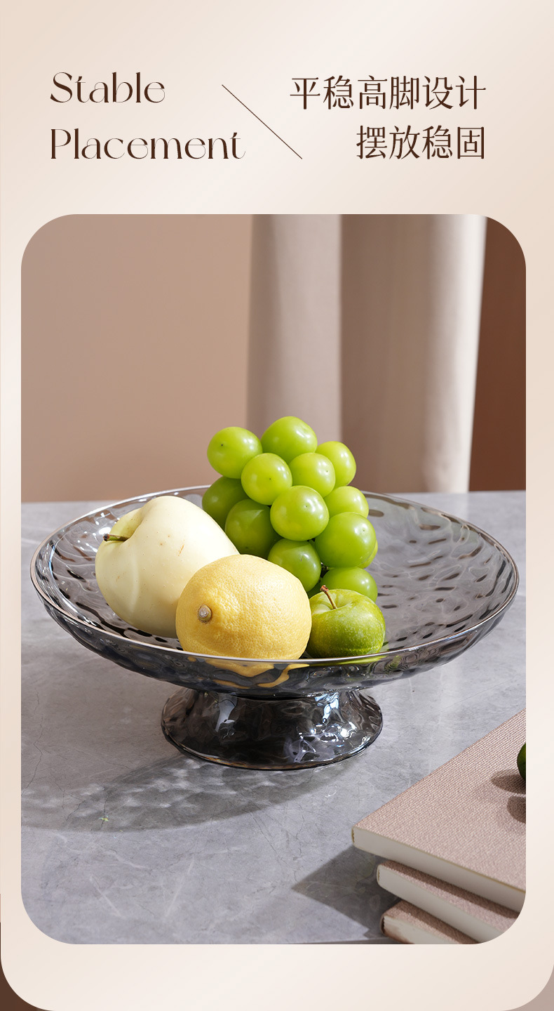PET fruit plate, snack plate, daily dining and kitchen fruit plate, simple and luxurious fruit storage plate for home use, coffee table, candy plate pic 10