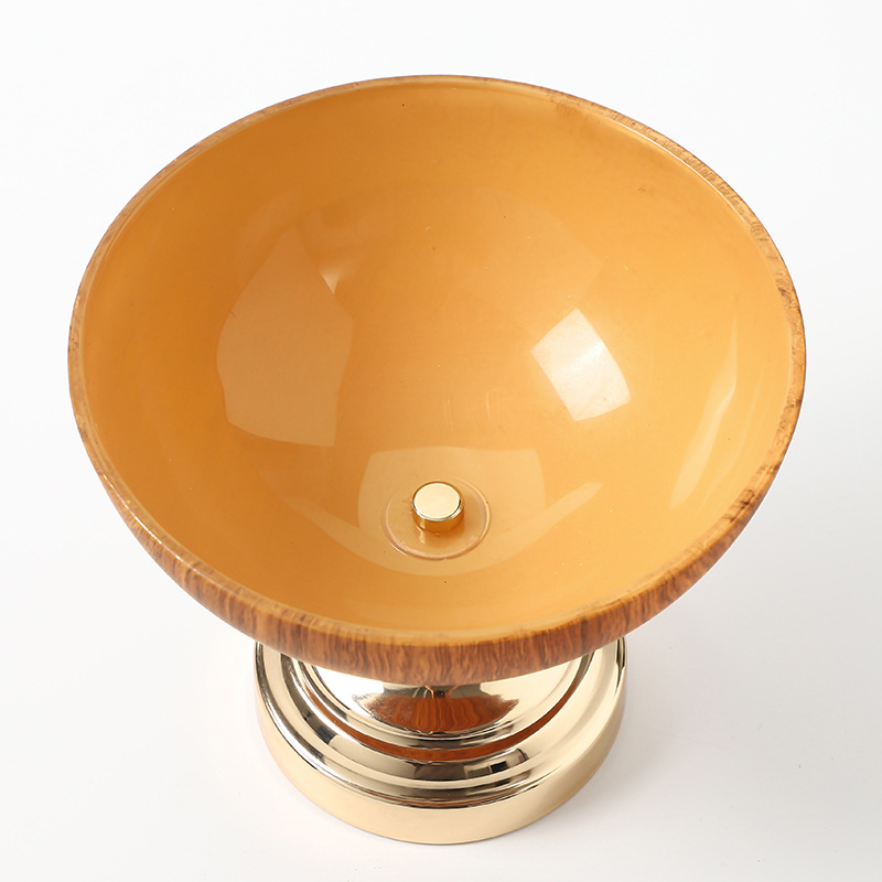 Cross-border European-style light luxury fruit plate decoration, round metal tray, modern living room model room decoration, storage and plate arrangement pic 4