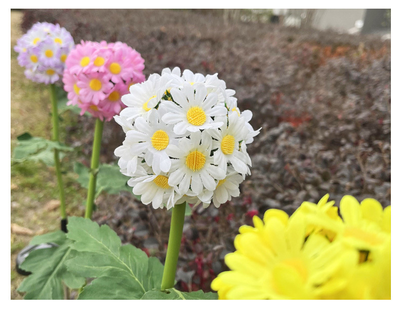 Solar-powered flower lanterns, simulated small Daisy flower ball lights, lawn ground insert lights, garden decorative landscape lights, circular flower lanterns pic 14