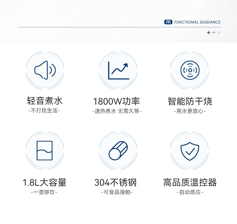 1.8L household electric kettle, double-layer anti-scald 304 stainless steel inner liner, household hotel automatic power-off boiling kettle pic 5