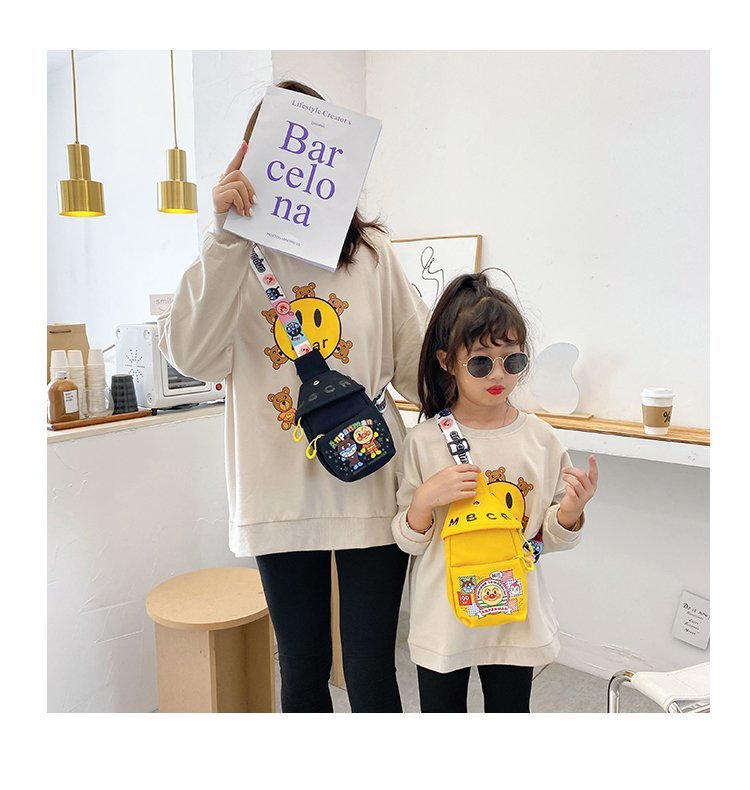 批发儿童胸包面包卡通超人包男女童帆布单肩斜挎包亲子手机儿童包详情16