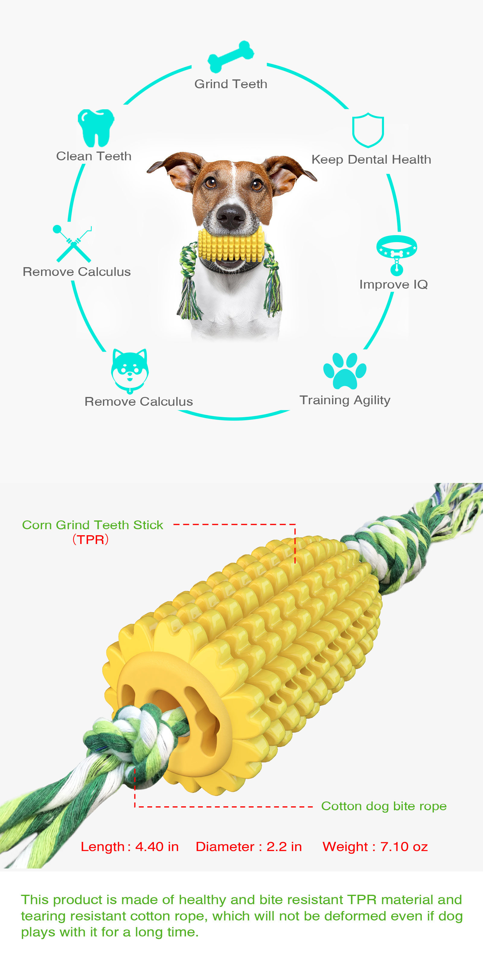 Amazon cross-border dog teething sticks, cotton ropes, corn chewing dog toys, floating dog toothbrushes, pet supplies pic 17