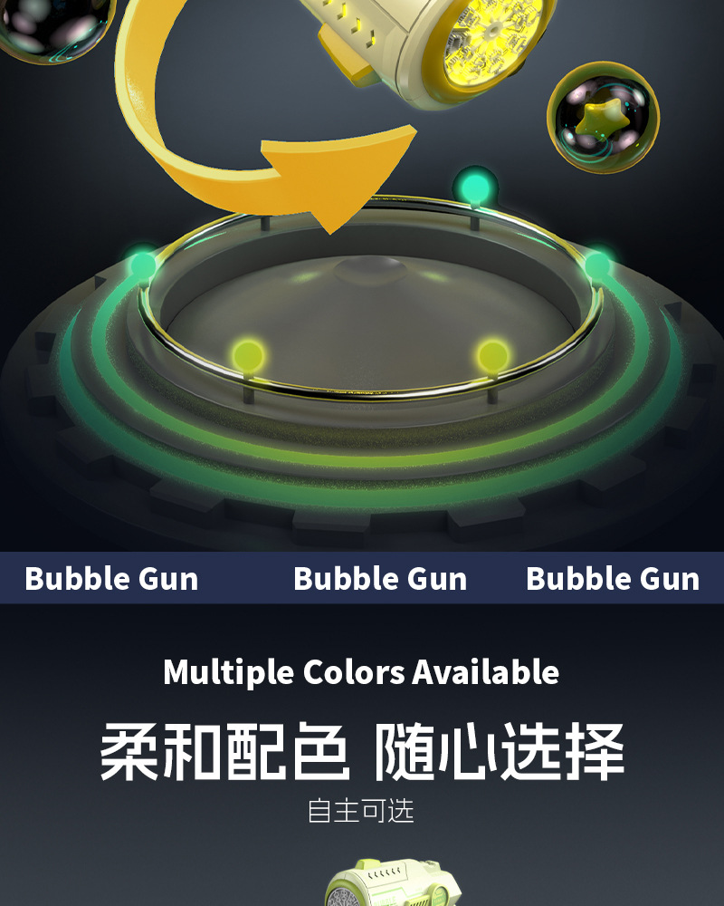网孔泡泡机手持吹泡泡枪全自动加特林20孔电动带灯光儿童地摊玩具槐兴详情12