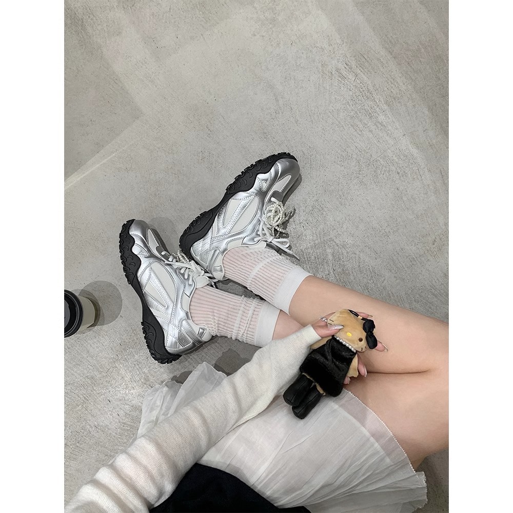 【zhike 之可】原创月牙底~蕾丝珍珠带内增高休闲阿甘鞋女德训鞋详情16