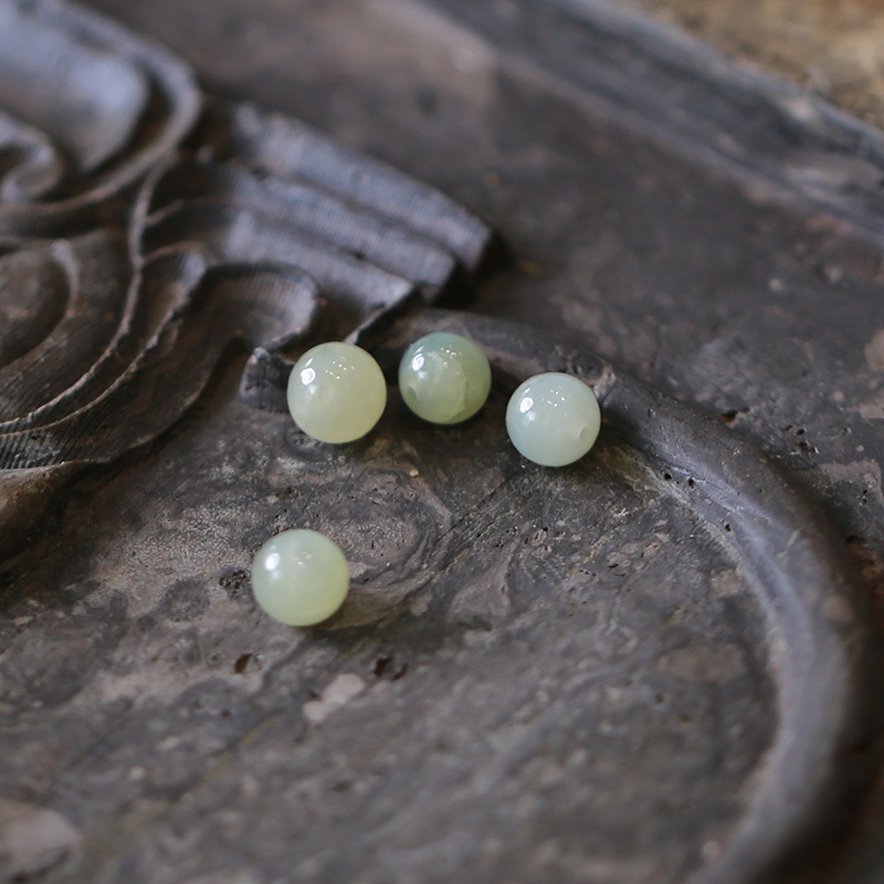 DIY Hetian jade accessories: round beads, loose beads, Qinghai material 108 Buddhist prayer beads, Hetian jade long chain accessories, crystal ornaments pic 11