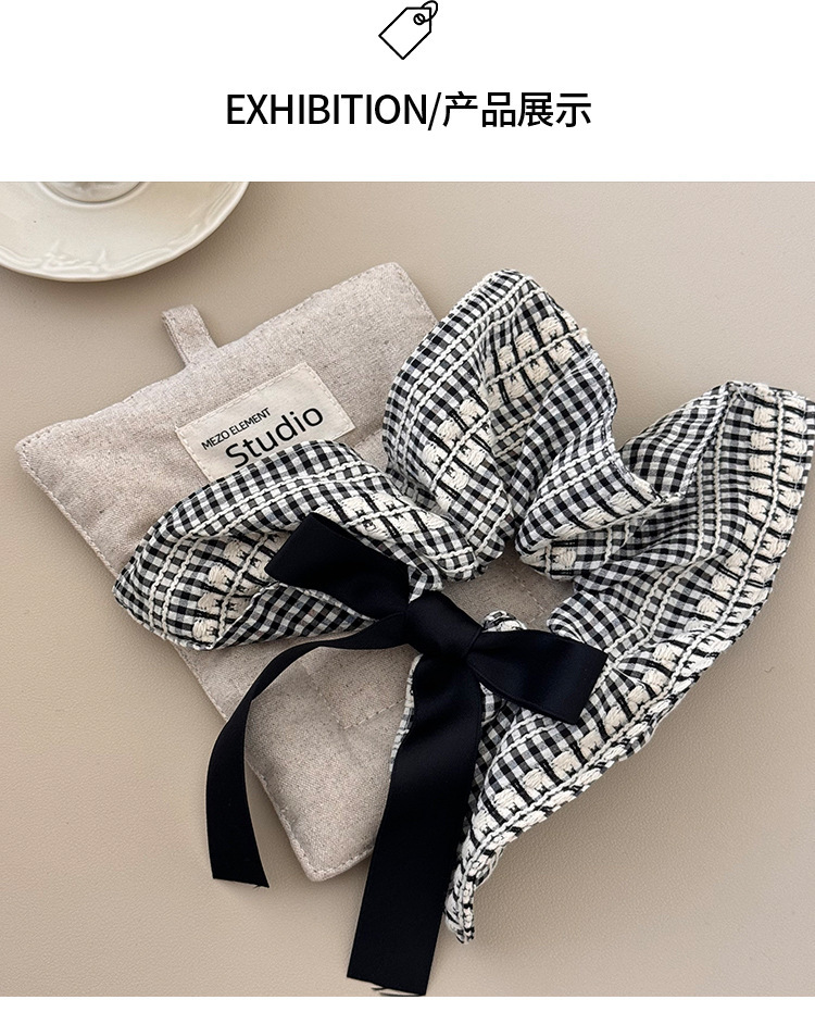 Retro bow, square scarf, large intestinal hair band, headwear, hair tie, Japanese style, niche, high-end, versatile, low ponytail hair band pic 4