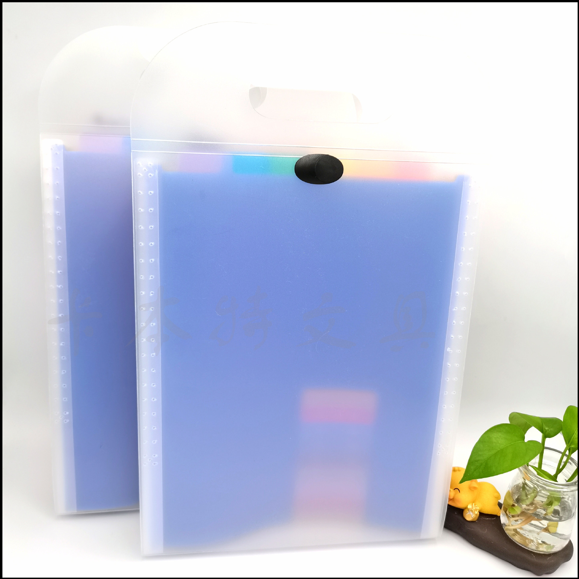 磨砂透明风琴包13层竖款A4票据资料包绑带竖款文件收纳包文件夹详情4