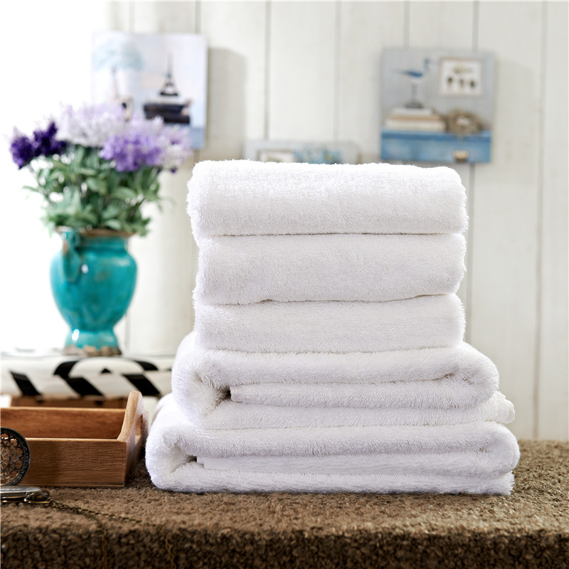 Factory supply of 16-count spiral plain woven pure cotton hotel towels, beauty salon bath towels, hotel and homestay wholesale square towels pic 5