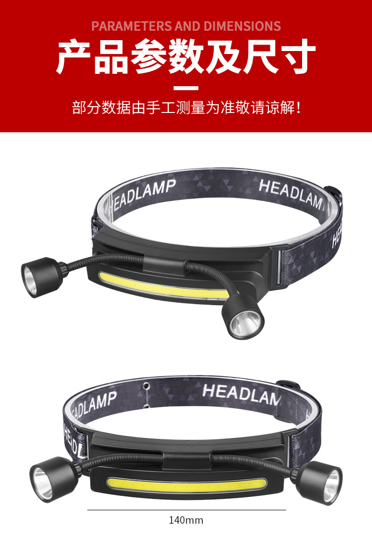 Ultra-light night fishing dual-head lamp head-mounted flashlight, outdoor strong light charging ultra-bright fishing special cob lamp pic 18