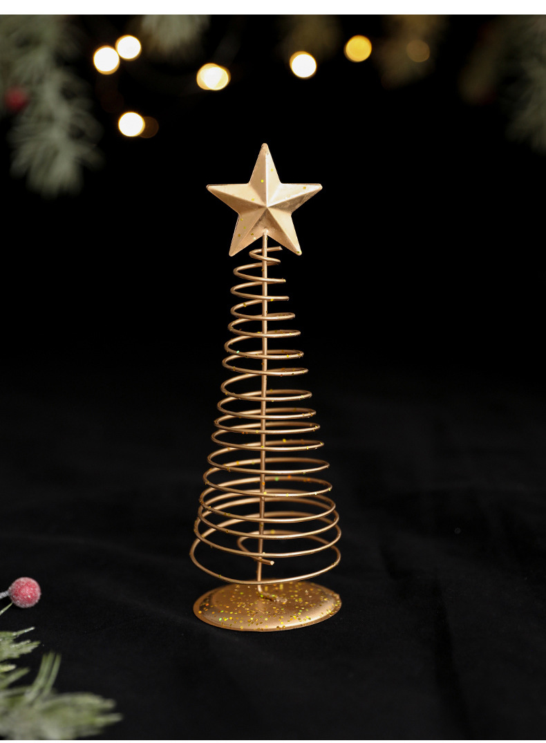祥洲圣诞铁艺五角星摆件北欧创意迷你圣诞节装饰品桌面布置圣诞树装饰道具详情3