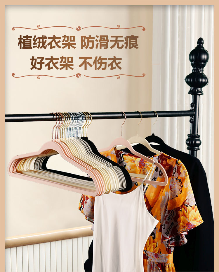 安琦衣架厂家直销植绒衣架防滑肩坚固无痕家用衣挂撑收纳批发详情3