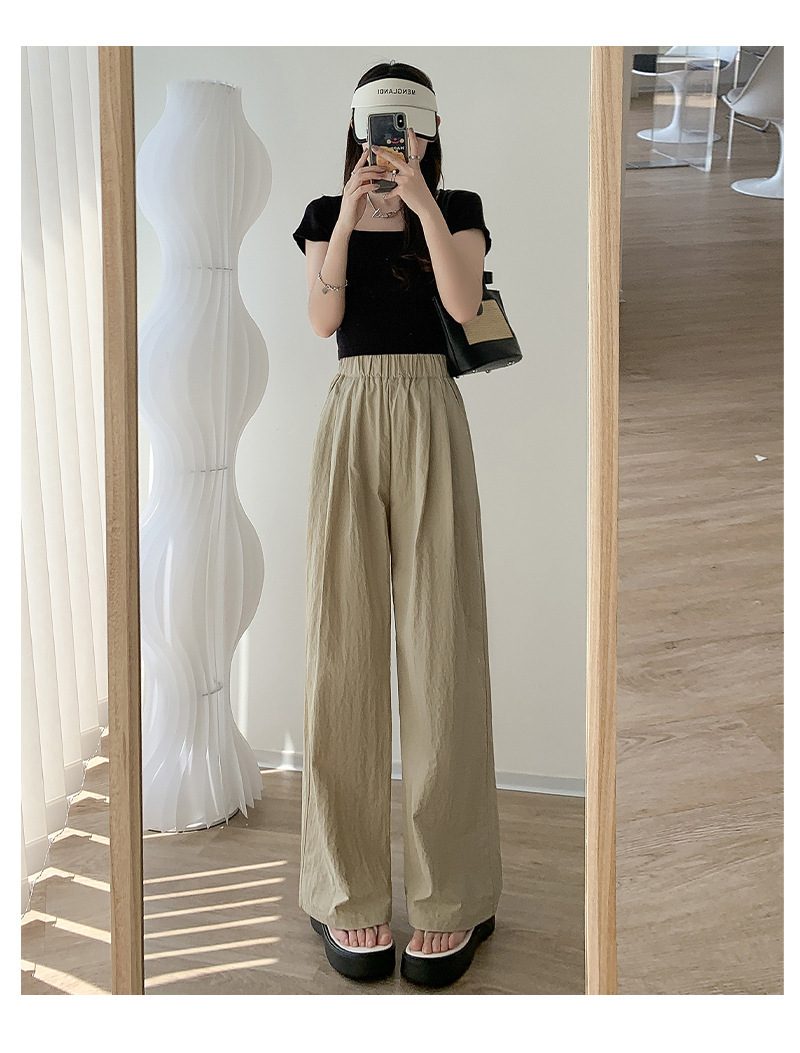 Autumn wide-leg pants for women, spring and autumn pleated laid-back style floor-length pants, casual pants, loose and long pants pic 36