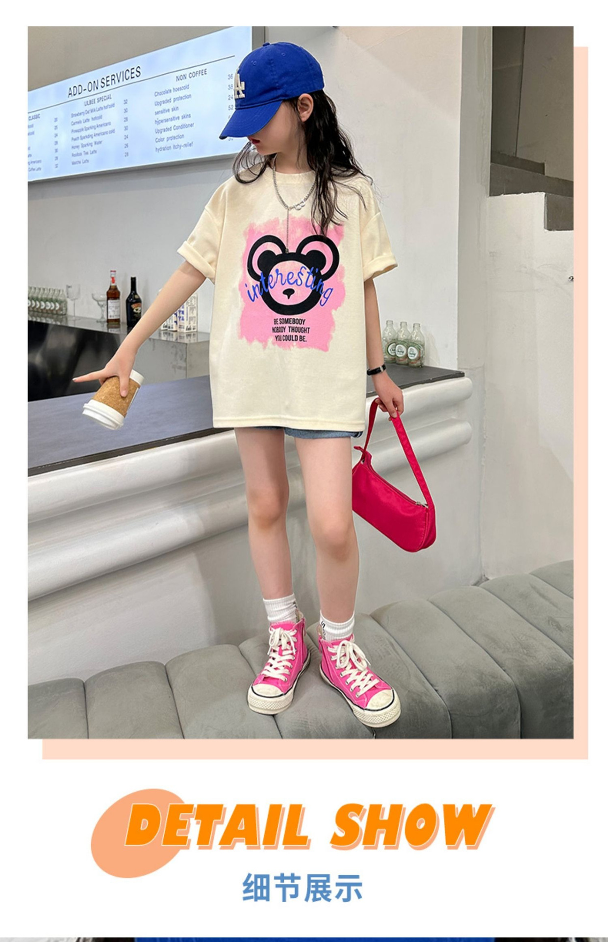 女童短袖纯棉T恤2023新款夏季宽松上衣中大童装印花t儿童半袖体恤详情20