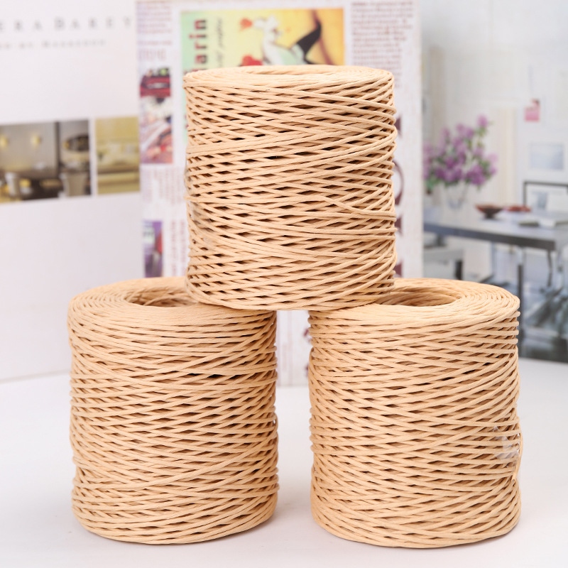 厂家直销 2mm*150M卡其色铁丝纸绳 创意diy藤编绳 编织篮子绳详情17