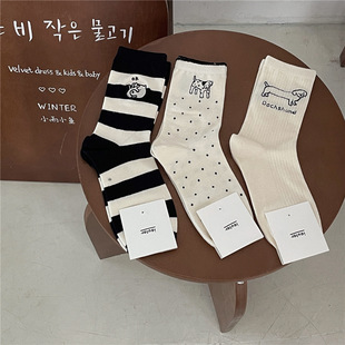 IOULOR薄款puppy狗彩色中筒袜夏季新品堆堆袜透气吸汗袜子批发女详情10