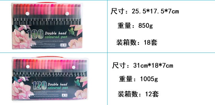 跨境亚马逊双头水彩笔办公文具马克笔水溶软头美术学生勾线笔现货详情25