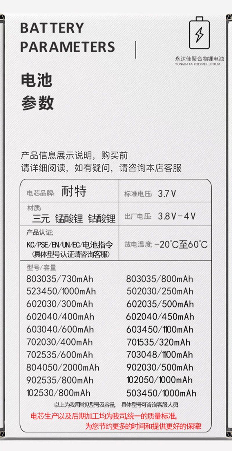 Naite 60204/450mah polymer rechargeable lithium battery with KC certification, fingerprint lock, drone lithium battery pic 11
