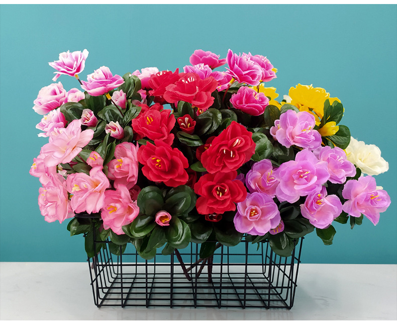 Artificial rhododendron flower bouquets, single dining table, Nordic decoration, green plants, living room placement, large-scale engineering decoration pic 7