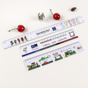 Cartoon advertisement PS set ruler, plastic straight ruler, acrylic student ruler set protractor, transparent soft set square pic 6