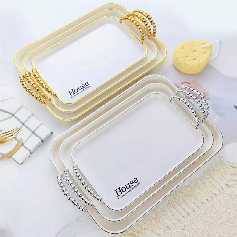 跨境高级感餐酒店用水果托盘 长方形圆形塑料PET套装 饮料盘子 盘香水风味果盘套装详情1