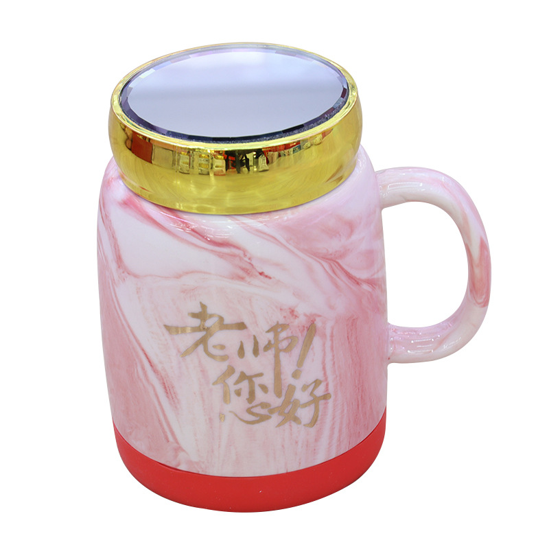 节庆用品教师节礼品大理石纹陶瓷马克杯镜面杯盖橡胶隔热圈底水杯镀金老师辛苦了字样家用办公室个人商务礼品毕业生送老师的礼物详情5